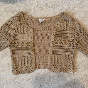 Cache Brown Open-Knit Cardigan